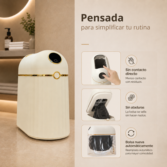 Papelera inteligente - Papelera cero contacto - Papelera con sellado automático de bolsa - Papelera sella y recambia la bolsa sola - Papelera BinLite inteligente cero contacto