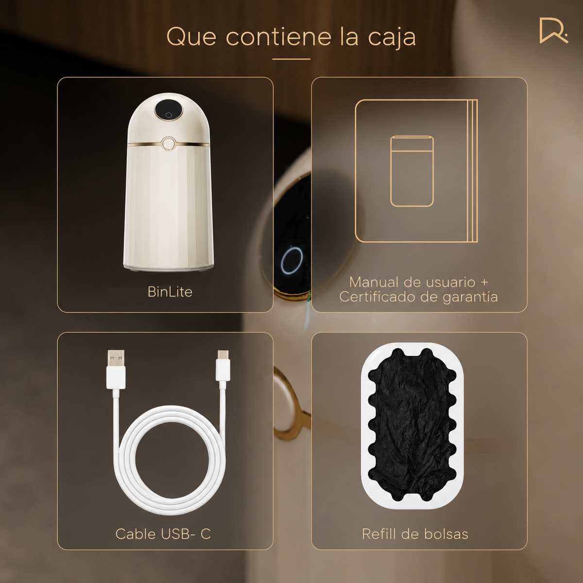 Papelera inteligente - Papelera cero contacto - Papelera con sellado automático de bolsa - Papelera sella y recambia la bolsa sola - Papelera BinLite inteligente cero contacto