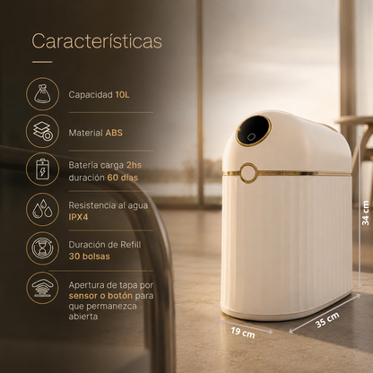 Papelera inteligente - Papelera cero contacto - Papelera con sellado automático de bolsa - Papelera sella y recambia la bolsa sola - Papelera BinLite inteligente cero contacto 