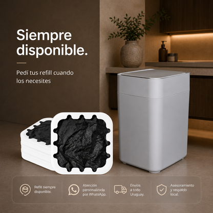 Papelera inteligente - Papelera cero contacto - Papelera con sellado automático de bolsa - Papelera sella y recambia la bolsa sola - Papelera BinElite inteligente cero contacto 