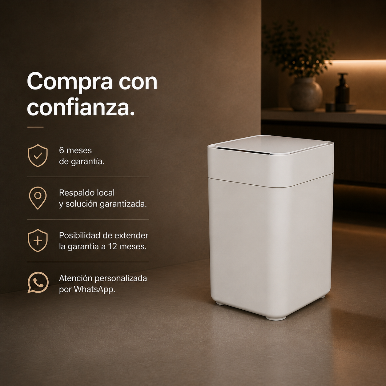 Papelera inteligente - Papelera cero contacto - Papelera con sellado automático de bolsa - Papelera sella y recambia la bolsa sola - Papelera BinElite inteligente cero contacto 