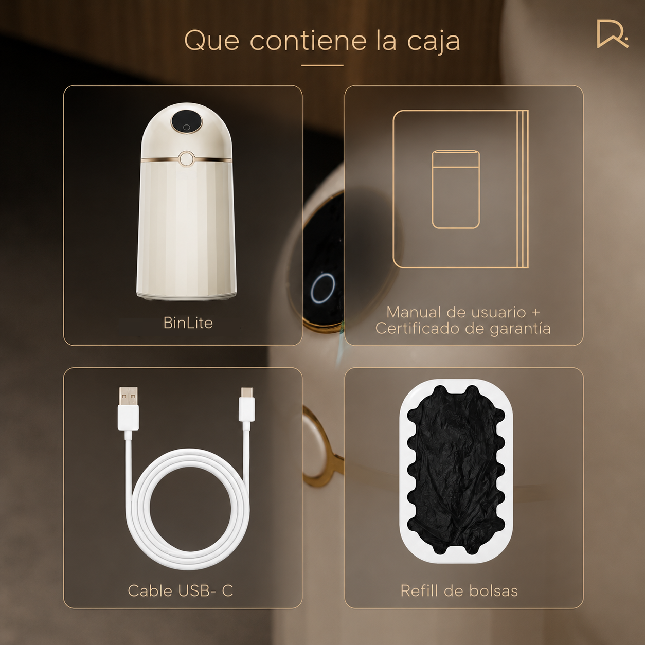 Papelera inteligente - Papelera cero contacto - Papelera con sellado automático de bolsa - Papelera sella y recambia la bolsa sola - Papelera BinLite inteligente cero contacto 