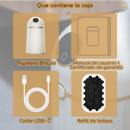 Papelera inteligente - Papelera cero contacto - Papelera con sellado automático de bolsa - Papelera sella y recambia la bolsa sola - Papelera BinLite inteligente cero contacto 