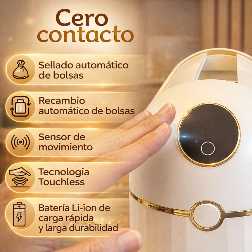 Papelera inteligente - Papelera cero contacto - Papelera con sellado automático de bolsa - Papelera sella y recambia la bolsa sola - Papelera BinLite inteligente cero contacto 