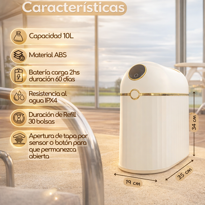 Papelera inteligente - Papelera cero contacto - Papelera con sellado automático de bolsa - Papelera sella y recambia la bolsa sola - Papelera BinLite inteligente cero contacto 