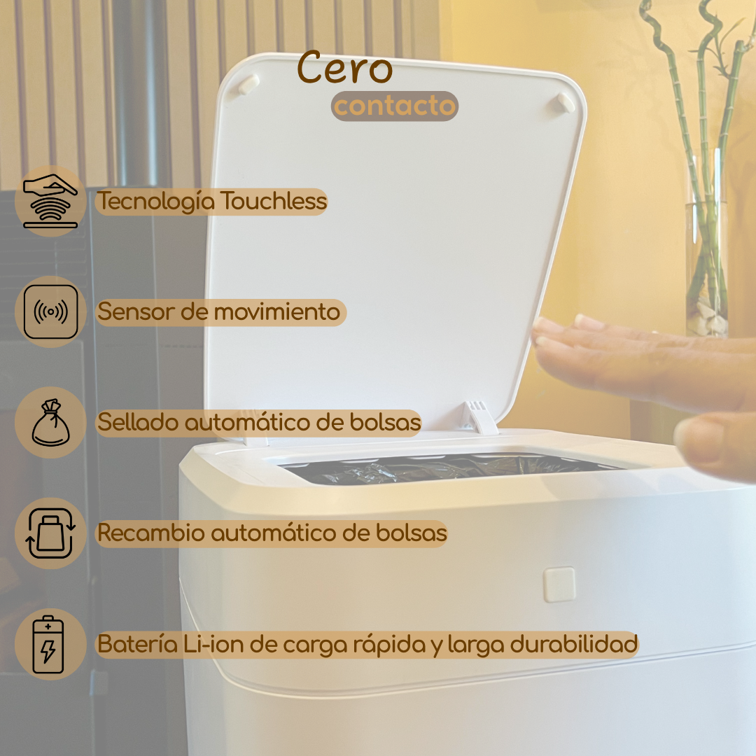 Papelera inteligente - Papelera cero contacto - Papelera con sellado automático de bolsa - Papelera sella y recambia la bolsa sola - Papelera UltraBin inteligente cero contacto 