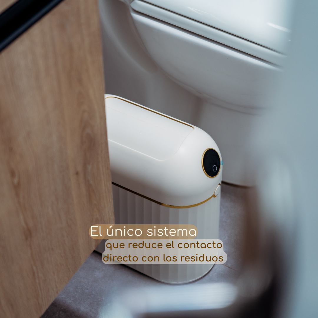 Papelera con sensor y automática sella y recambia la bolsa. Inteligente y manos libres tecnología touchless