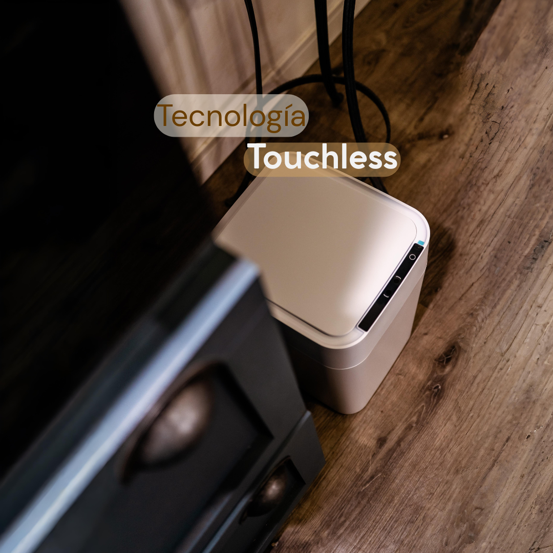 Papelera con sensor y automática sella y recambia la bolsa. Inteligente y manos libres tecnología touchless
