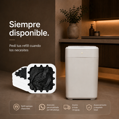 Papelera inteligente - Papelera cero contacto - Papelera con sellado automático de bolsa - Papelera sella y recambia la bolsa sola - Papelera UltraBin inteligente cero contacto 