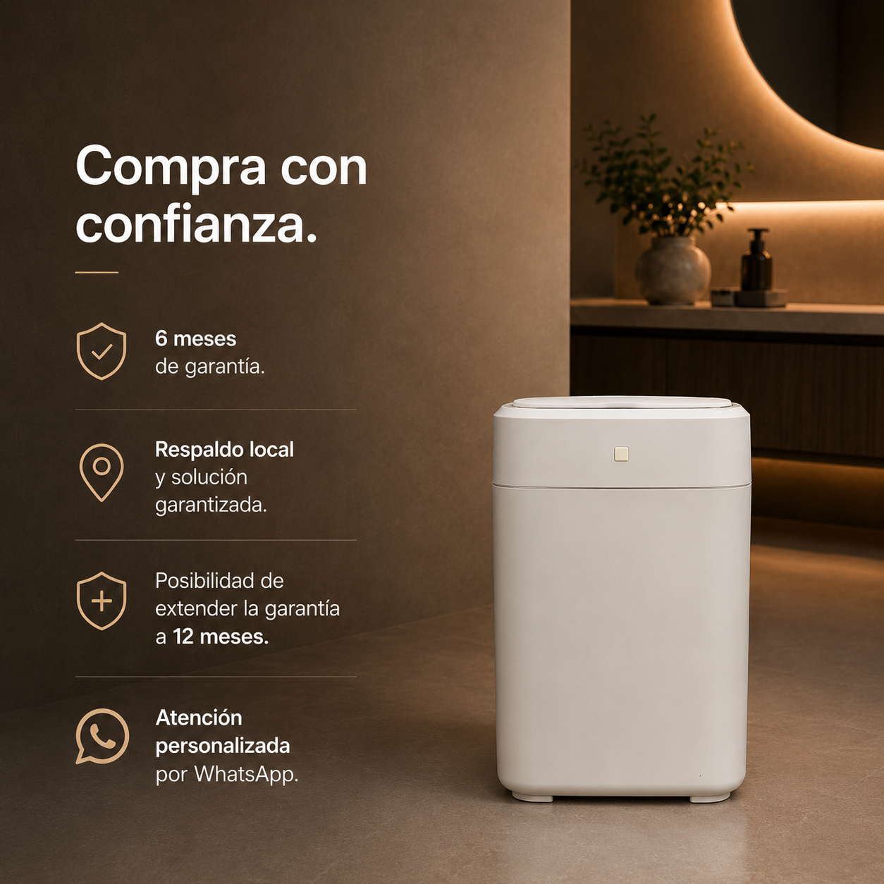 Papelera inteligente - Papelera cero contacto - Papelera con sellado automático de bolsa - Papelera sella y recambia la bolsa sola - Papelera UltraBin inteligente cero contacto 