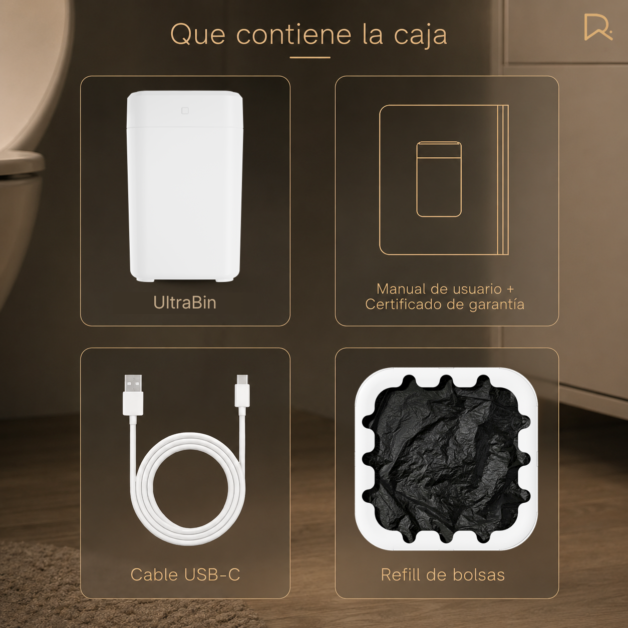 Papelera inteligente - Papelera cero contacto - Papelera con sellado automático de bolsa - Papelera sella y recambia la bolsa sola - Papelera UltraBin inteligente cero contacto 