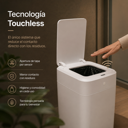 Papelera inteligente - Papelera cero contacto - Papelera con sellado automático de bolsa - Papelera sella y recambia la bolsa sola - Papelera UltraBin inteligente cero contacto 